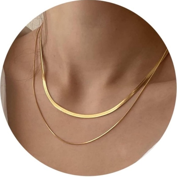 Women’s Gold Necklace 14K Gold Plated Multilayered Choker Gold Chain for Women